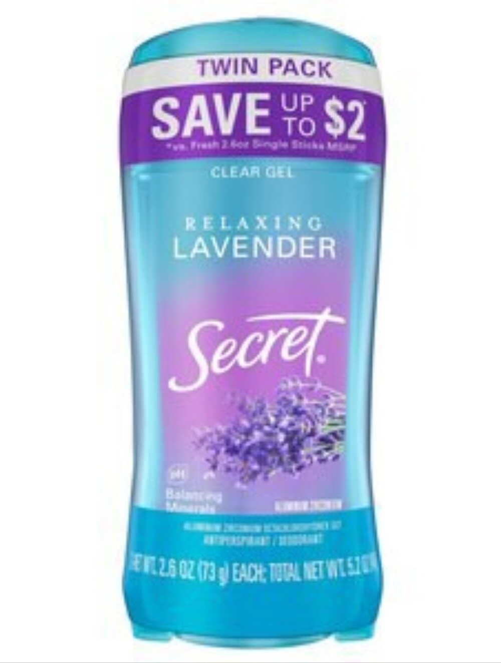 Secret Clear Gel Antiperspirant Deodorant - Relaxing Lavender Twin Pack
